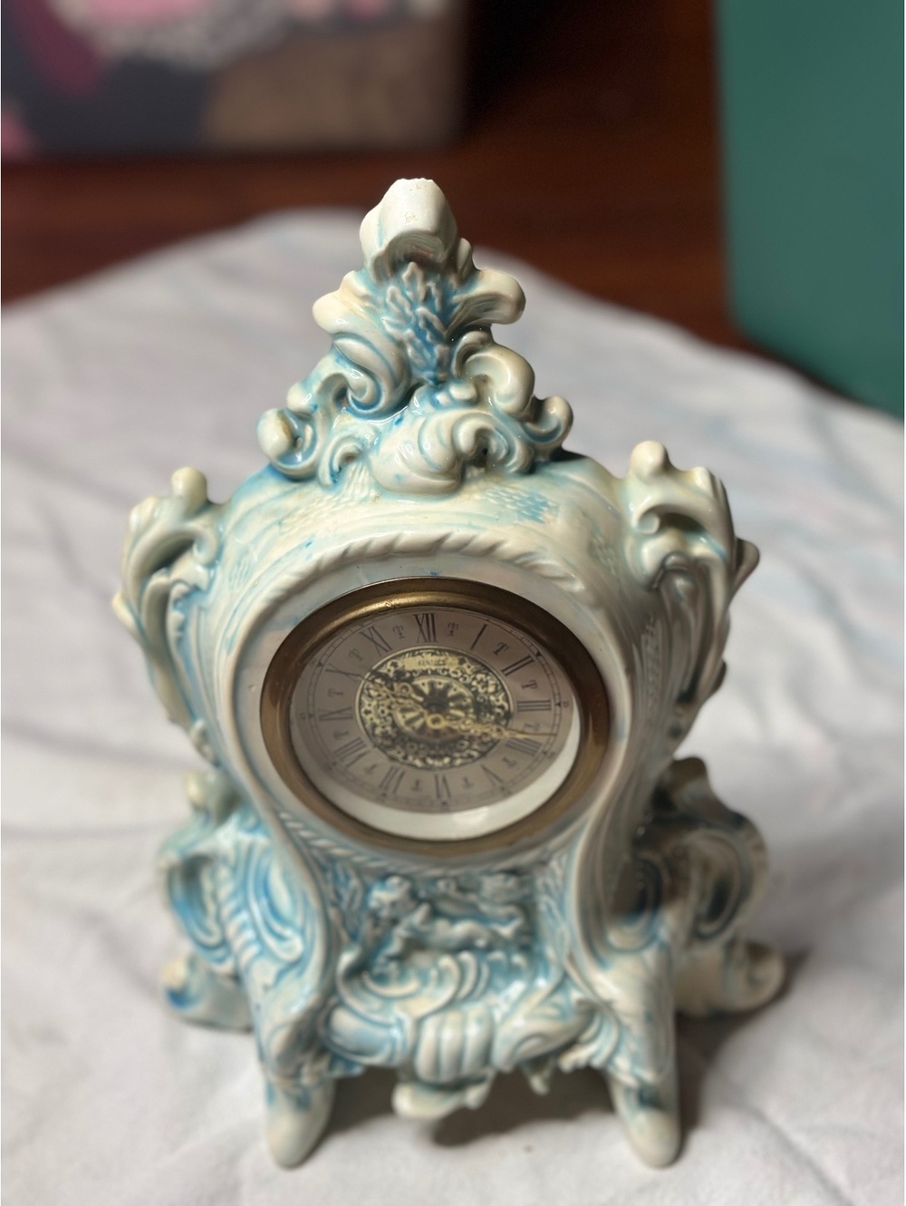 Vintage Kentile Ceramic Mantel Clock Made in Germany